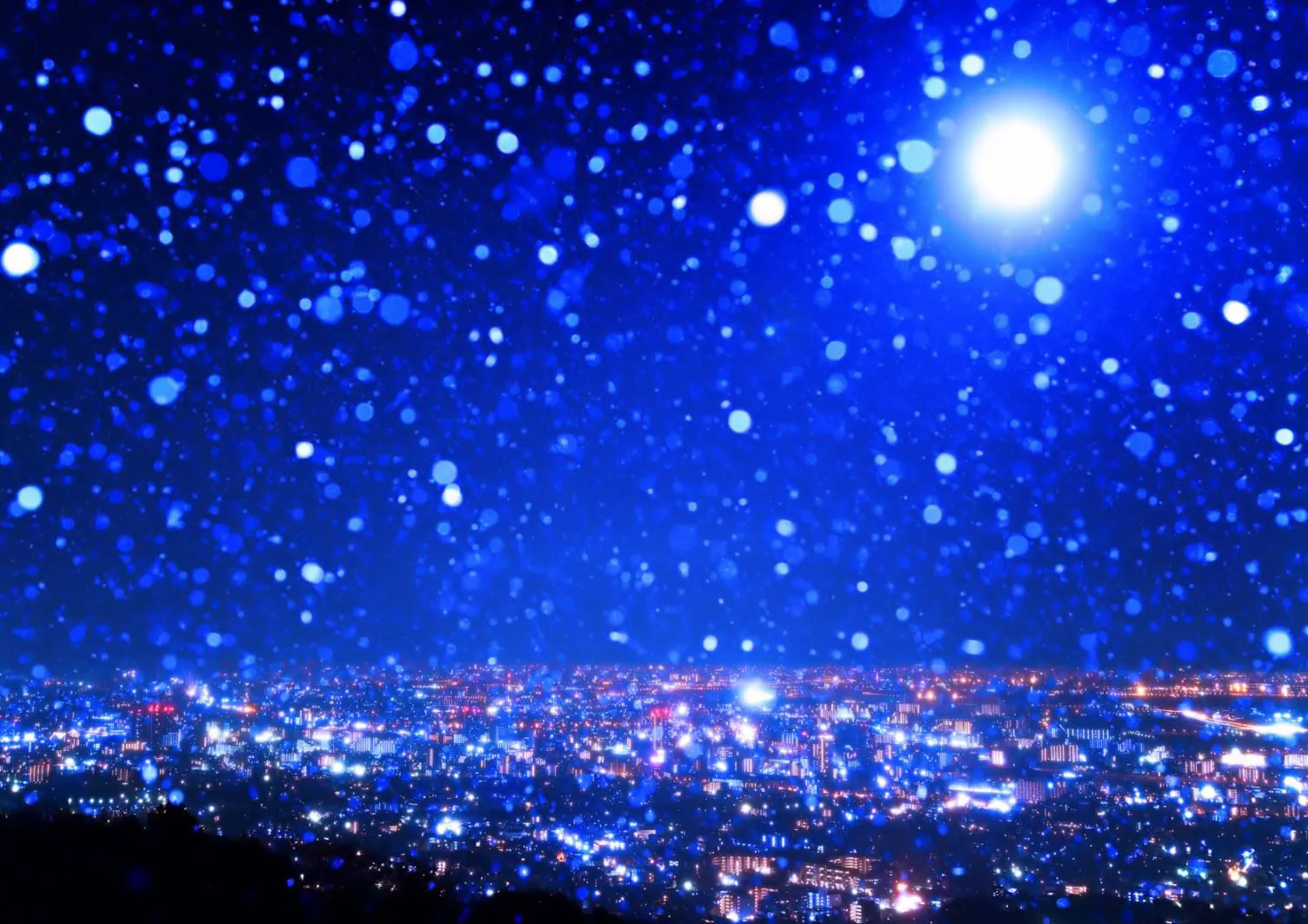 雪降る夜の月 No.0000