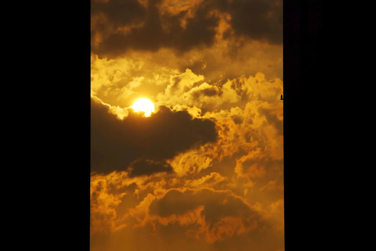 ビルの谷間の夕陽 No.0000