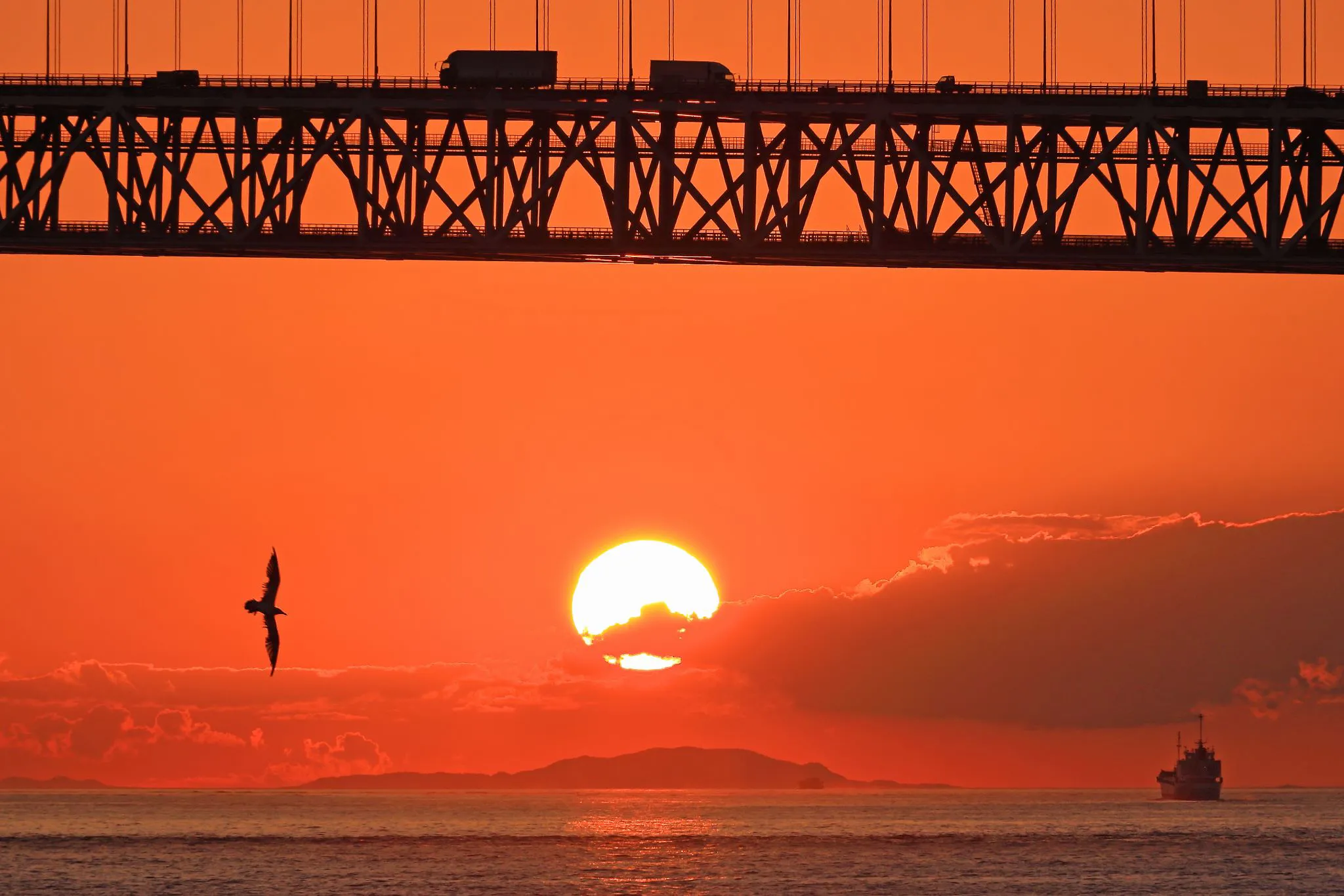 明石海峡の夕陽 No.0000