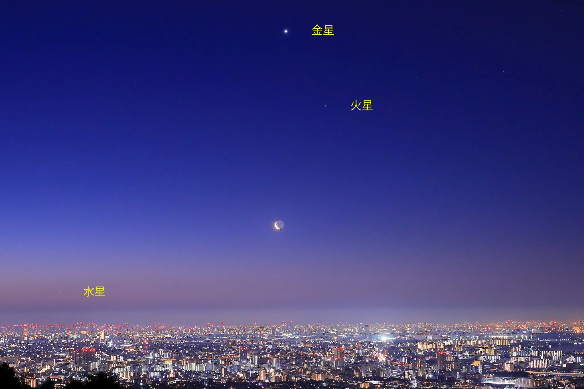 夜明けの月と惑星達 No.0000