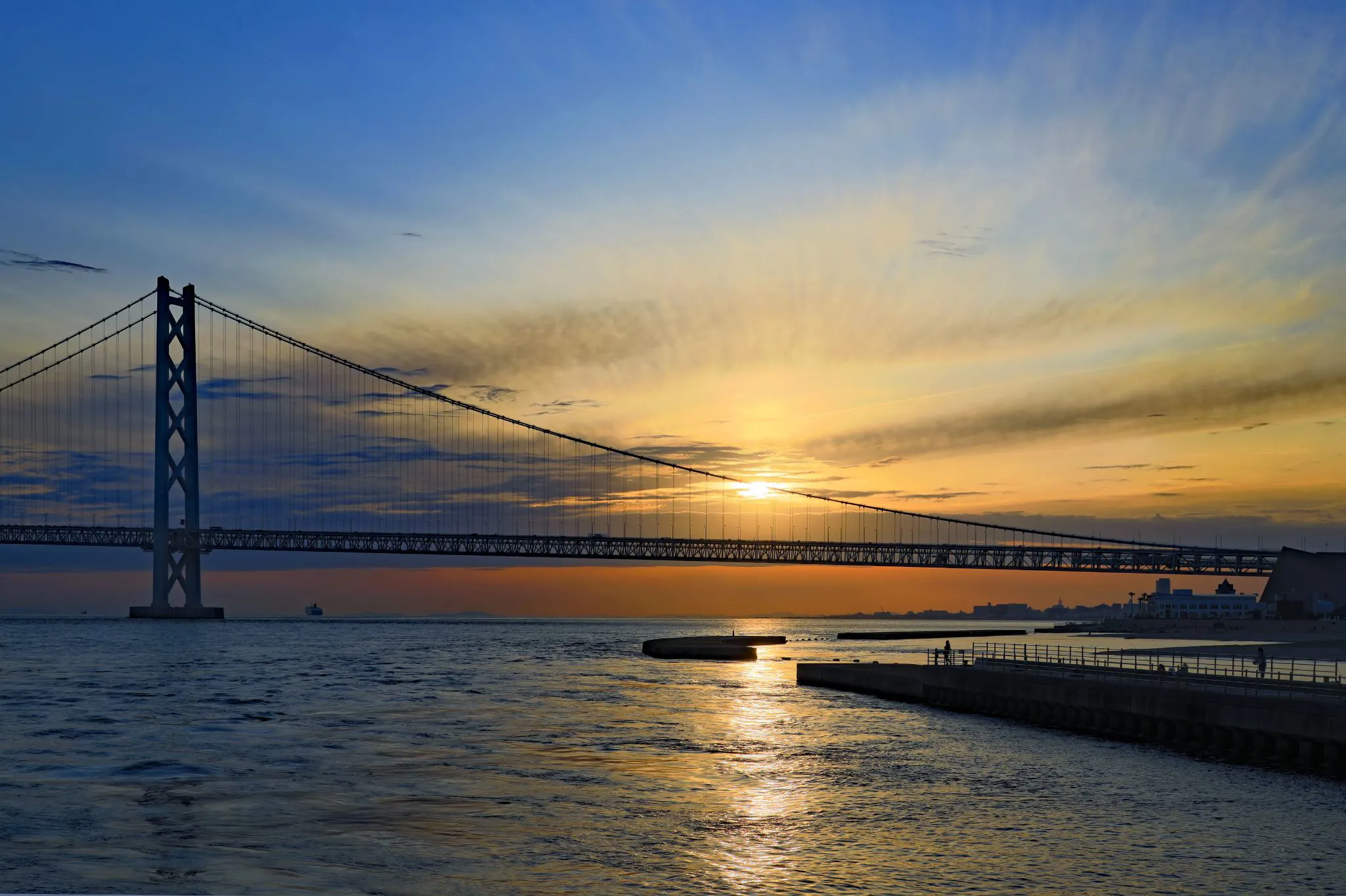 明石海峡大橋の夕景 No.0000