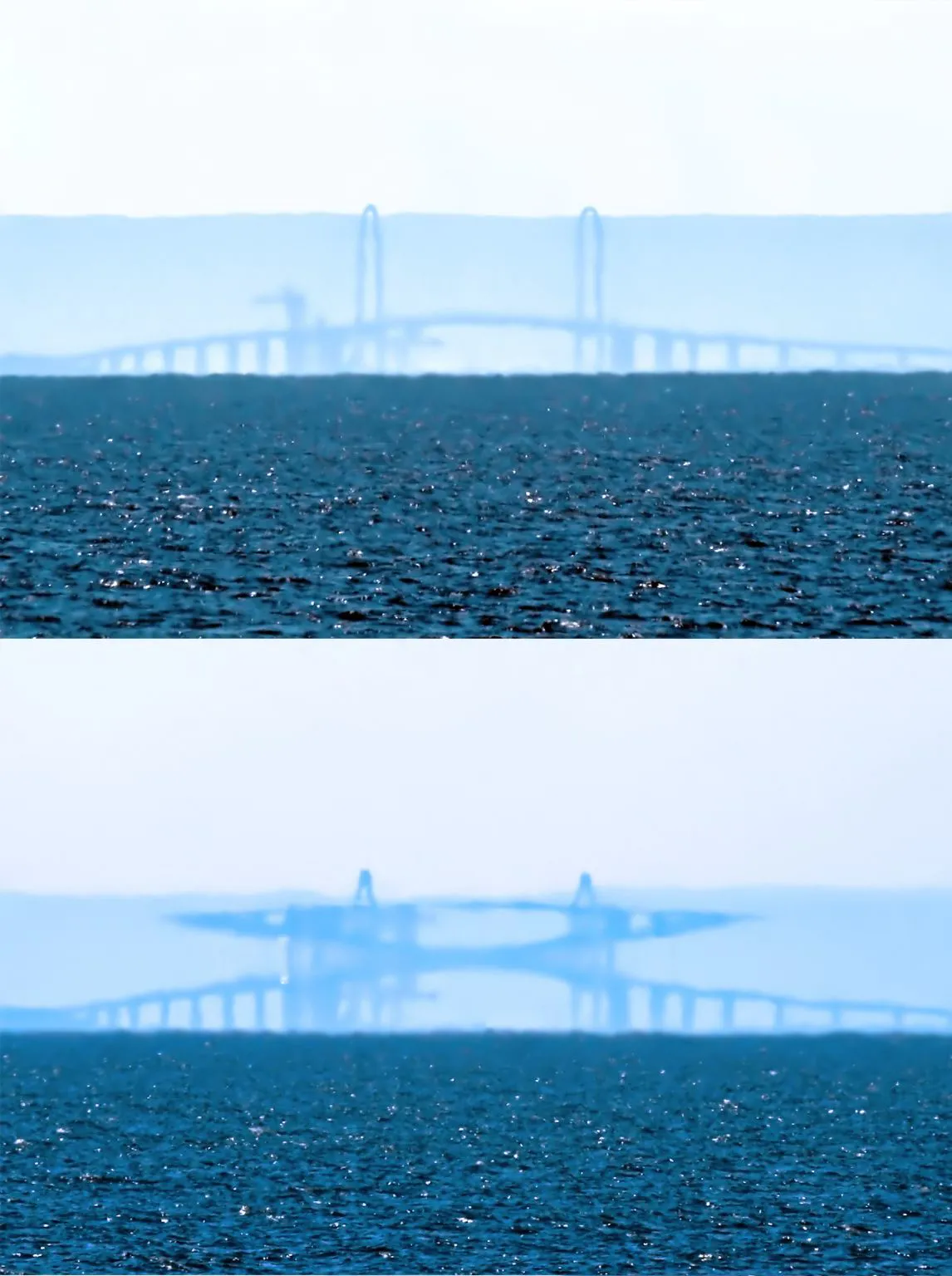 蜃気楼で変化する新湊大橋 No.0000