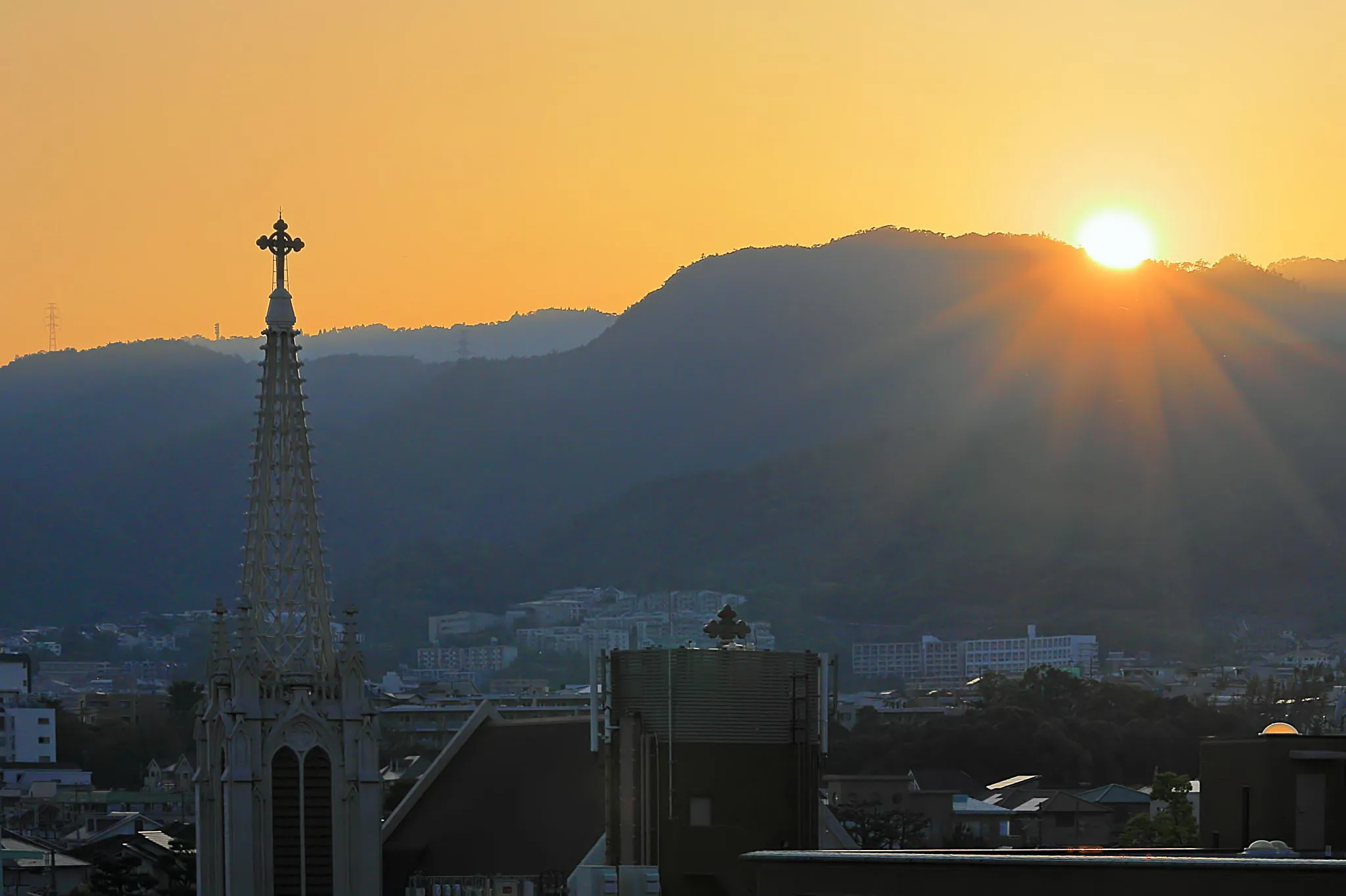 教会のある夕景 No.0000
