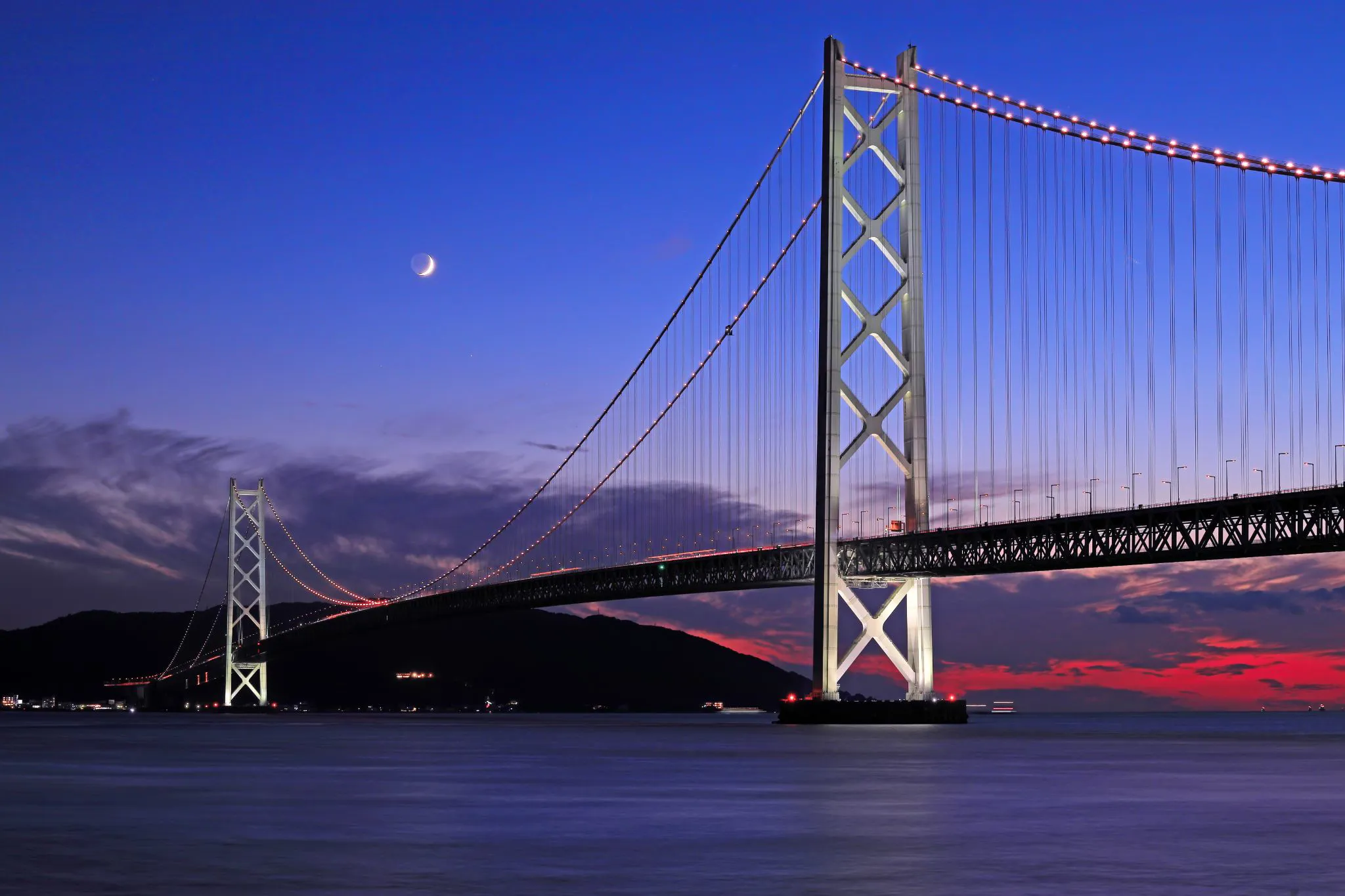 夕暮れの明石海峡大橋 No.0000