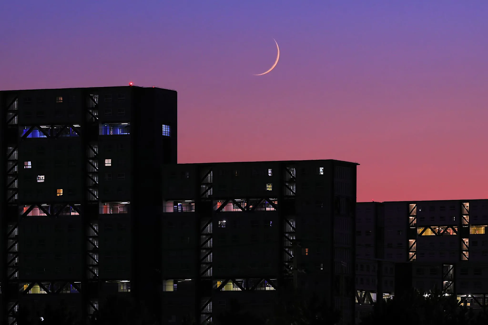 シーサイドタウンの夕月 No.0000