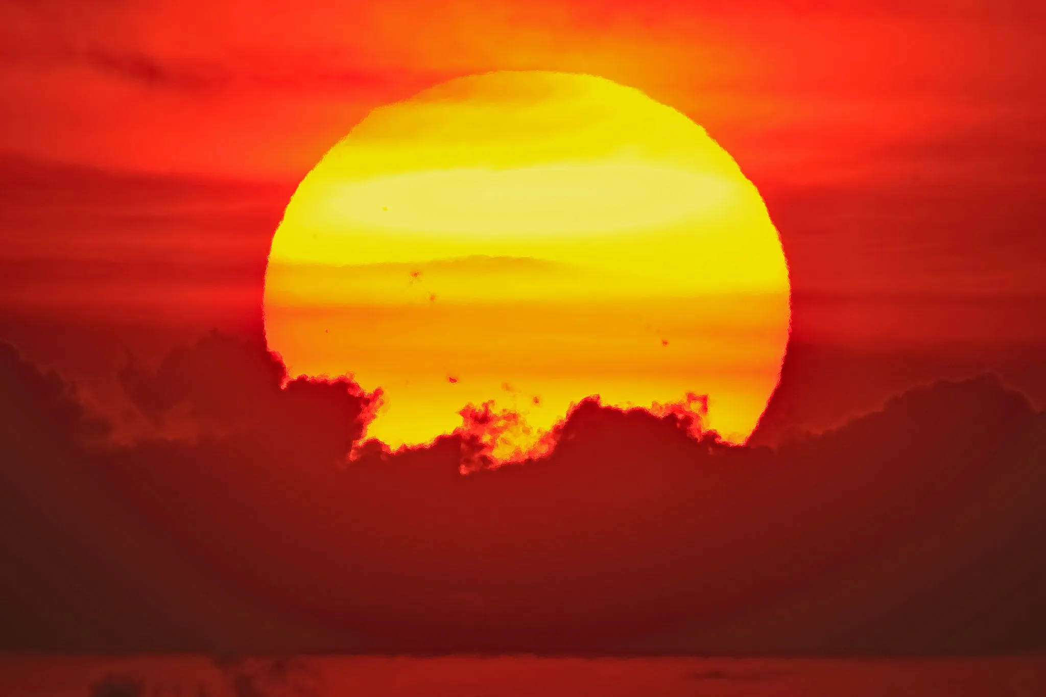黒点がある夕日 No.0000