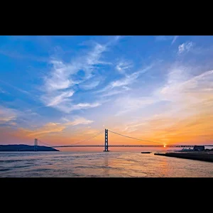 明石海峡大橋への落日