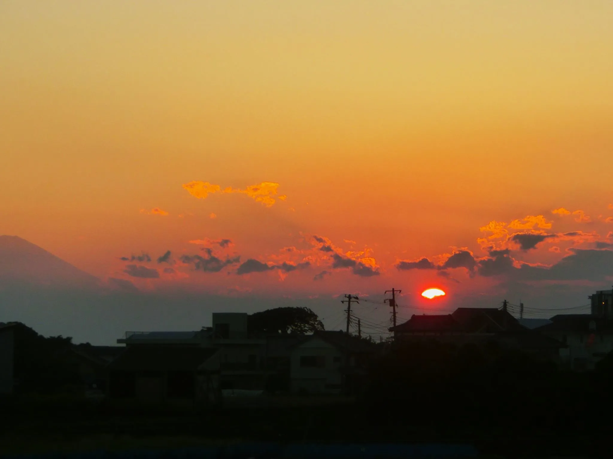 夕焼けと富士山と夕日 No.0000