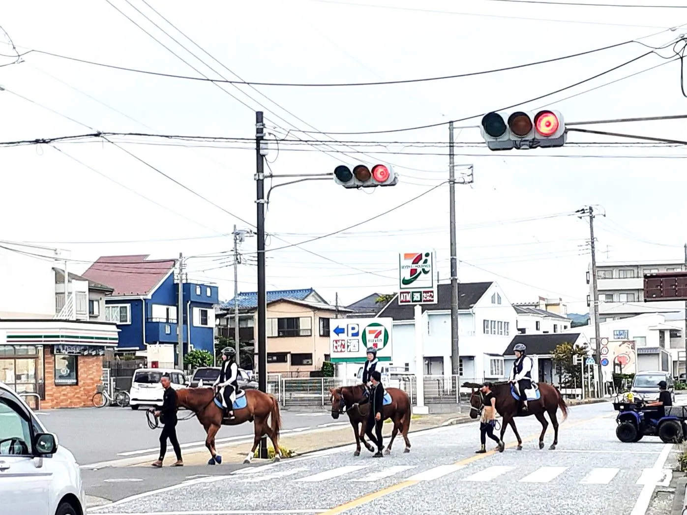 歩道を渡る馬列 No.0000