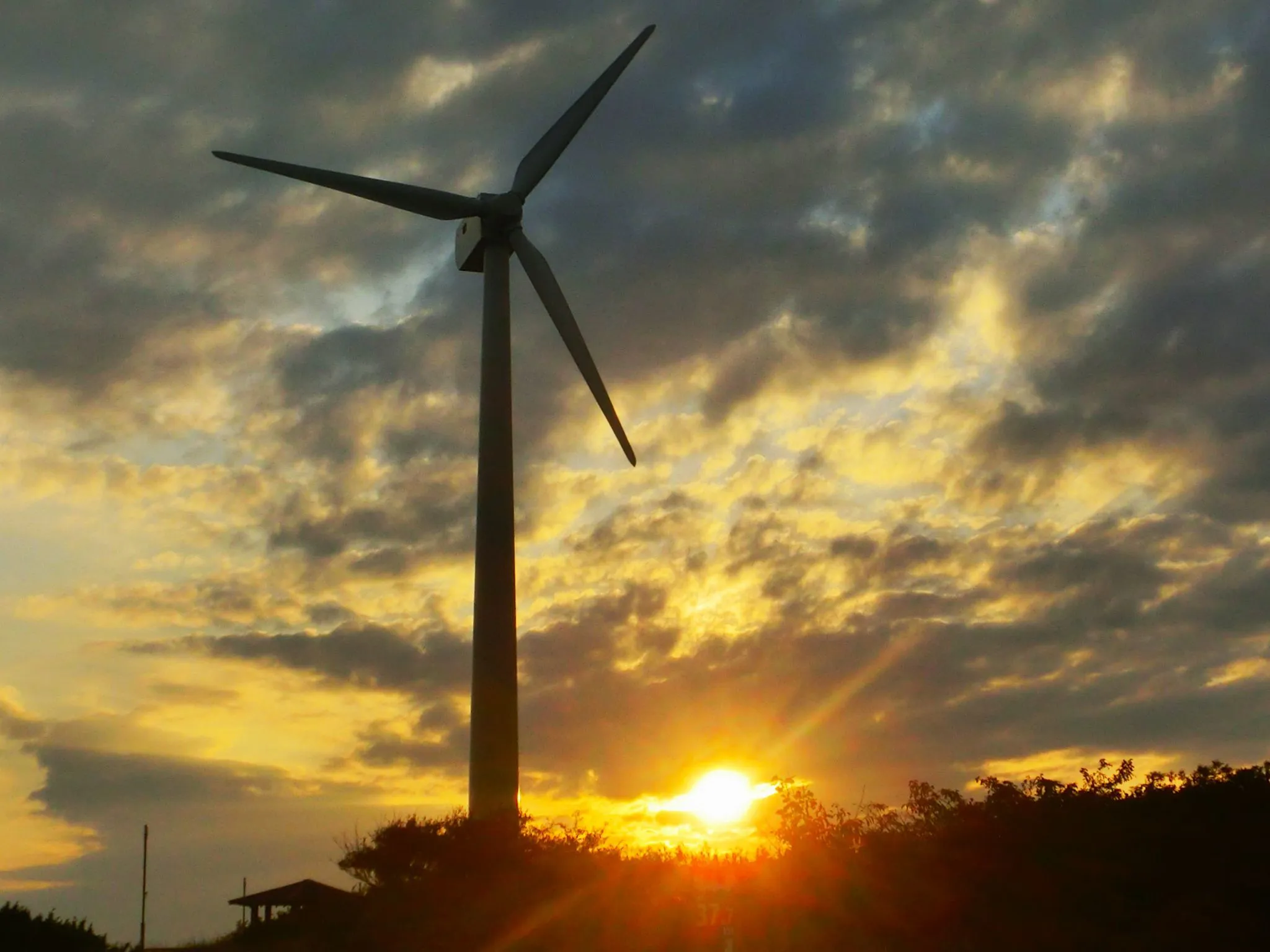夕焼けと風力発電機 No.0000