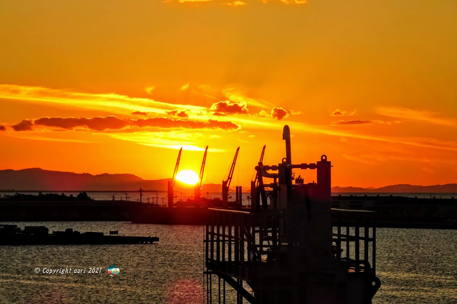 淡路へ沈む夕陽 No.0000