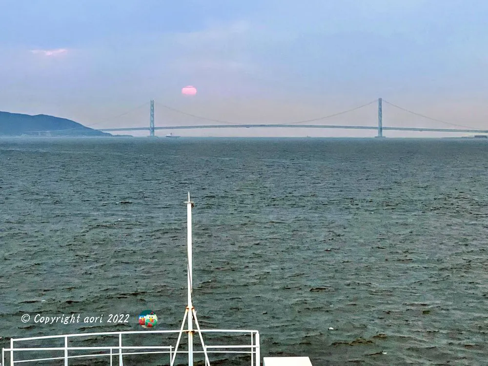 阪九フェリーひびき 神戸沖より明石海峡大橋 No.0000