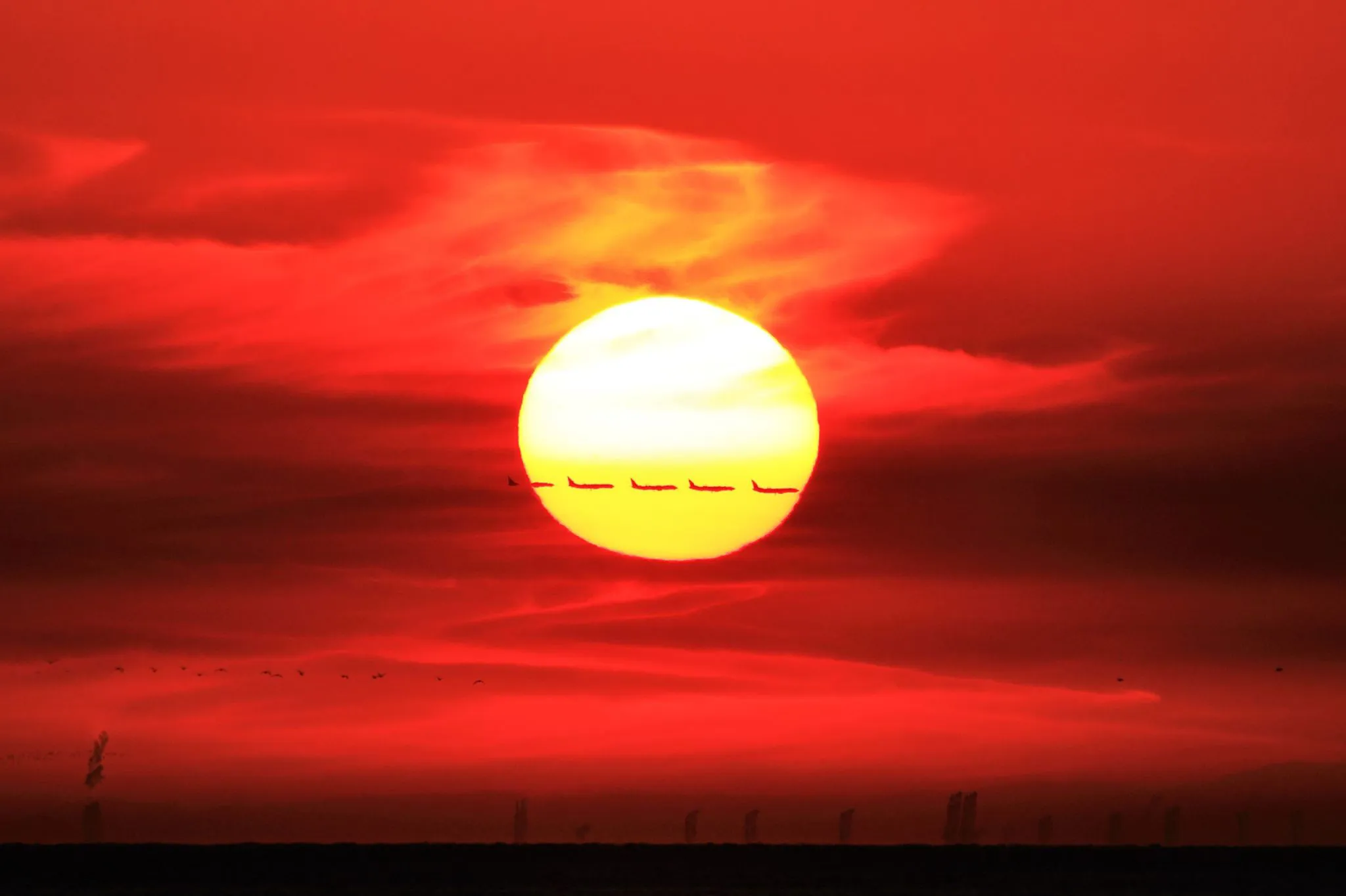 夕日と飛行機 No.0000