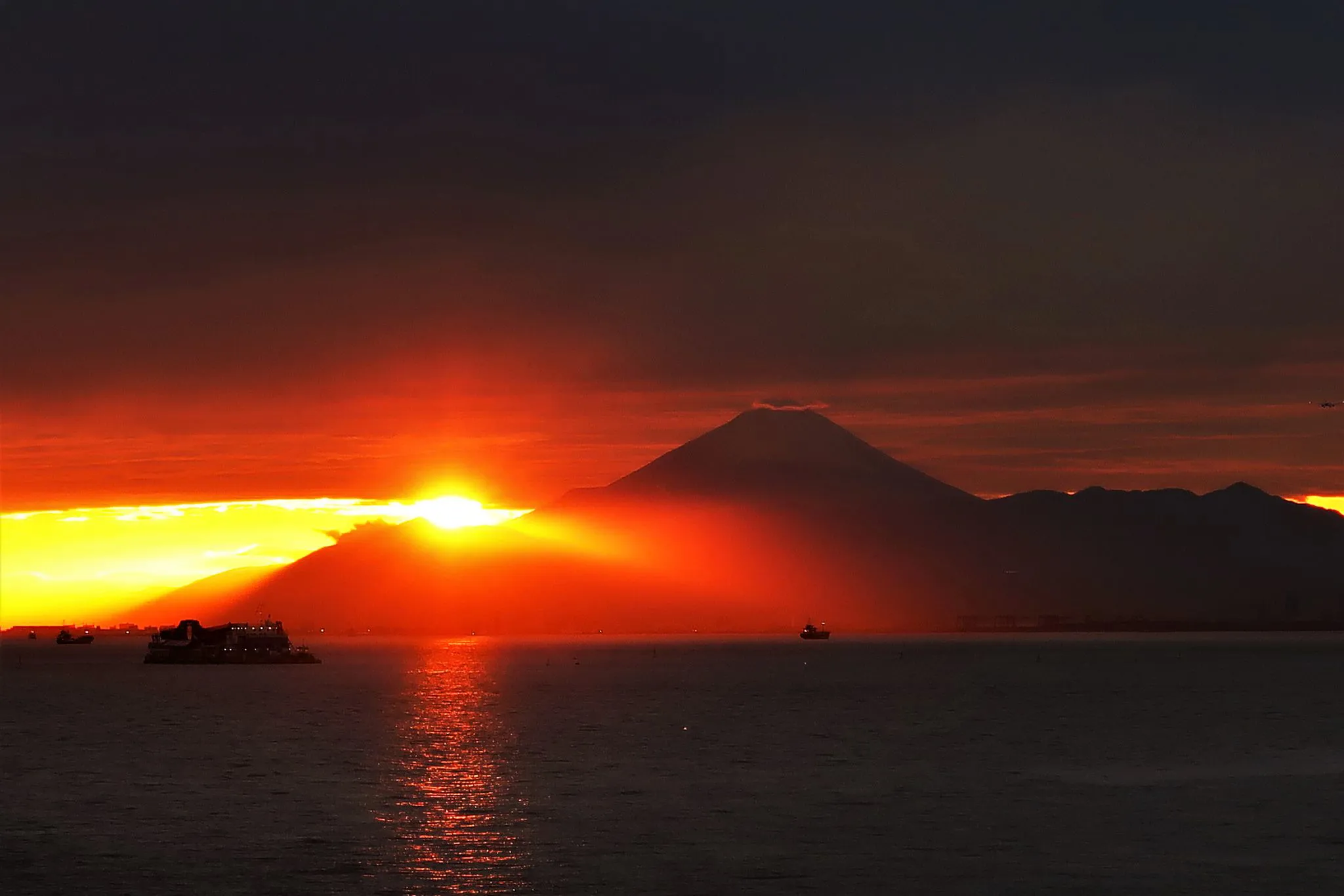 夕日と富士山 No.0000
