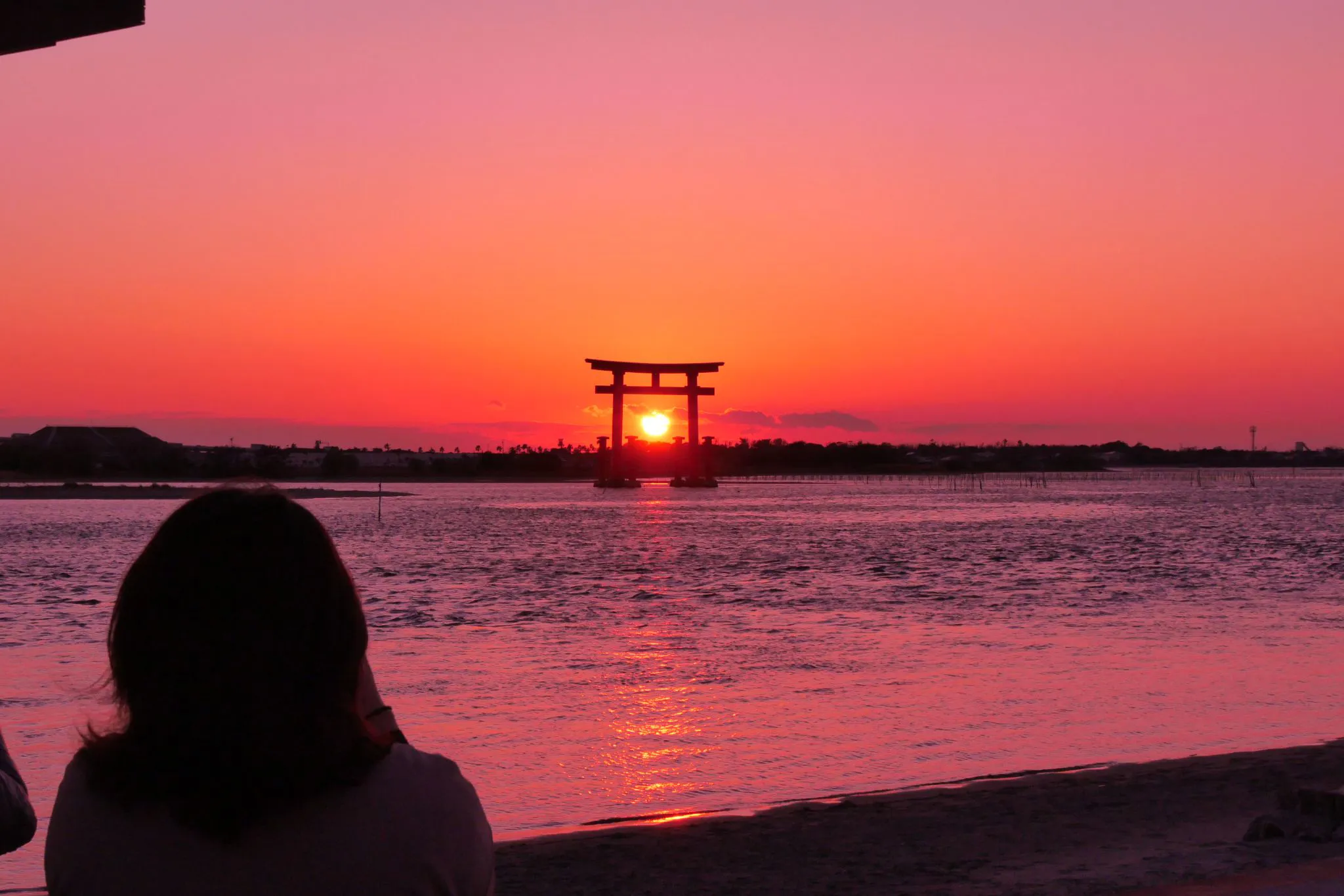 弁天島の鳥居⛩️の弁天夕照 No.0000