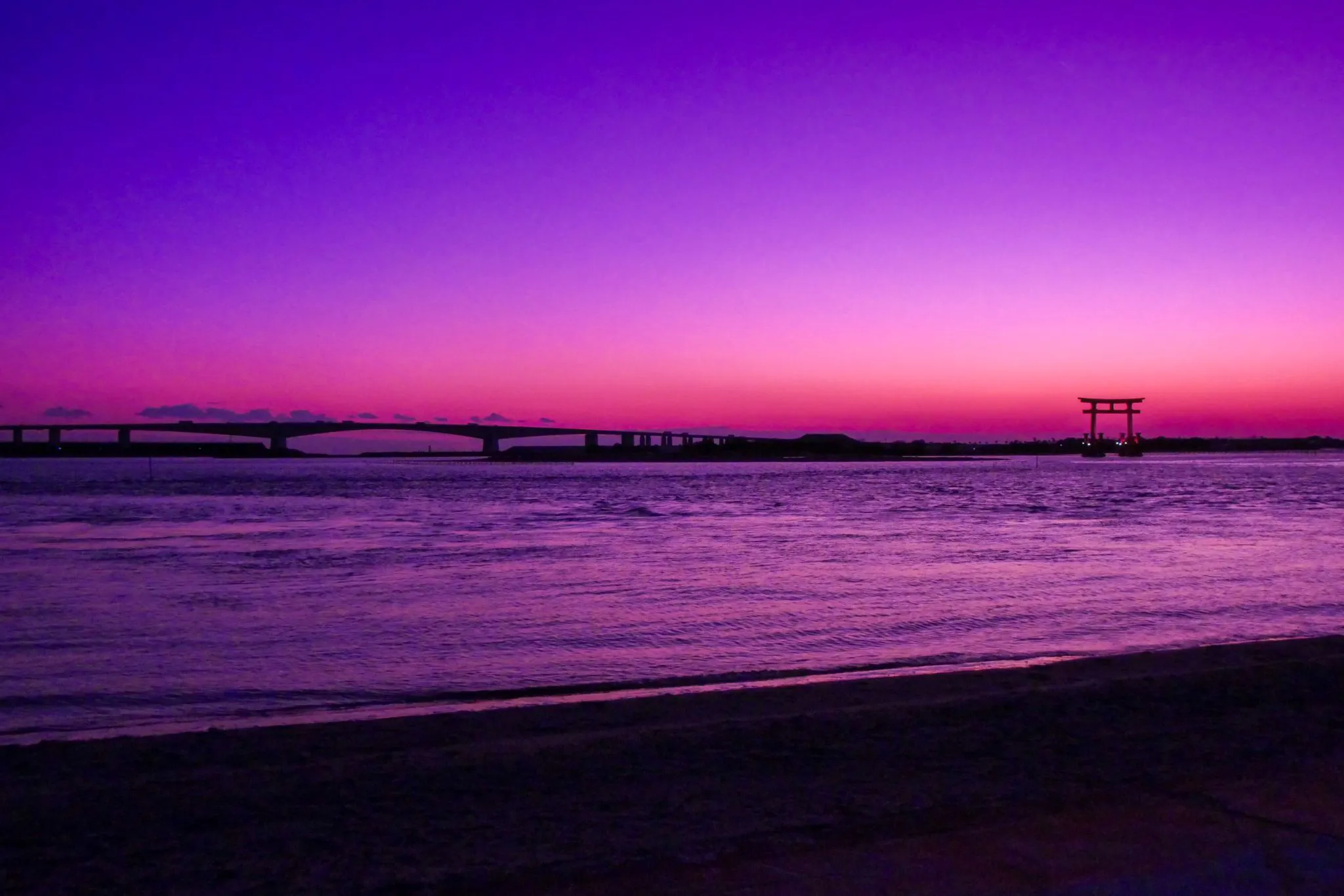弁天島の鳥居⛩️の弁天夕照 No.0001