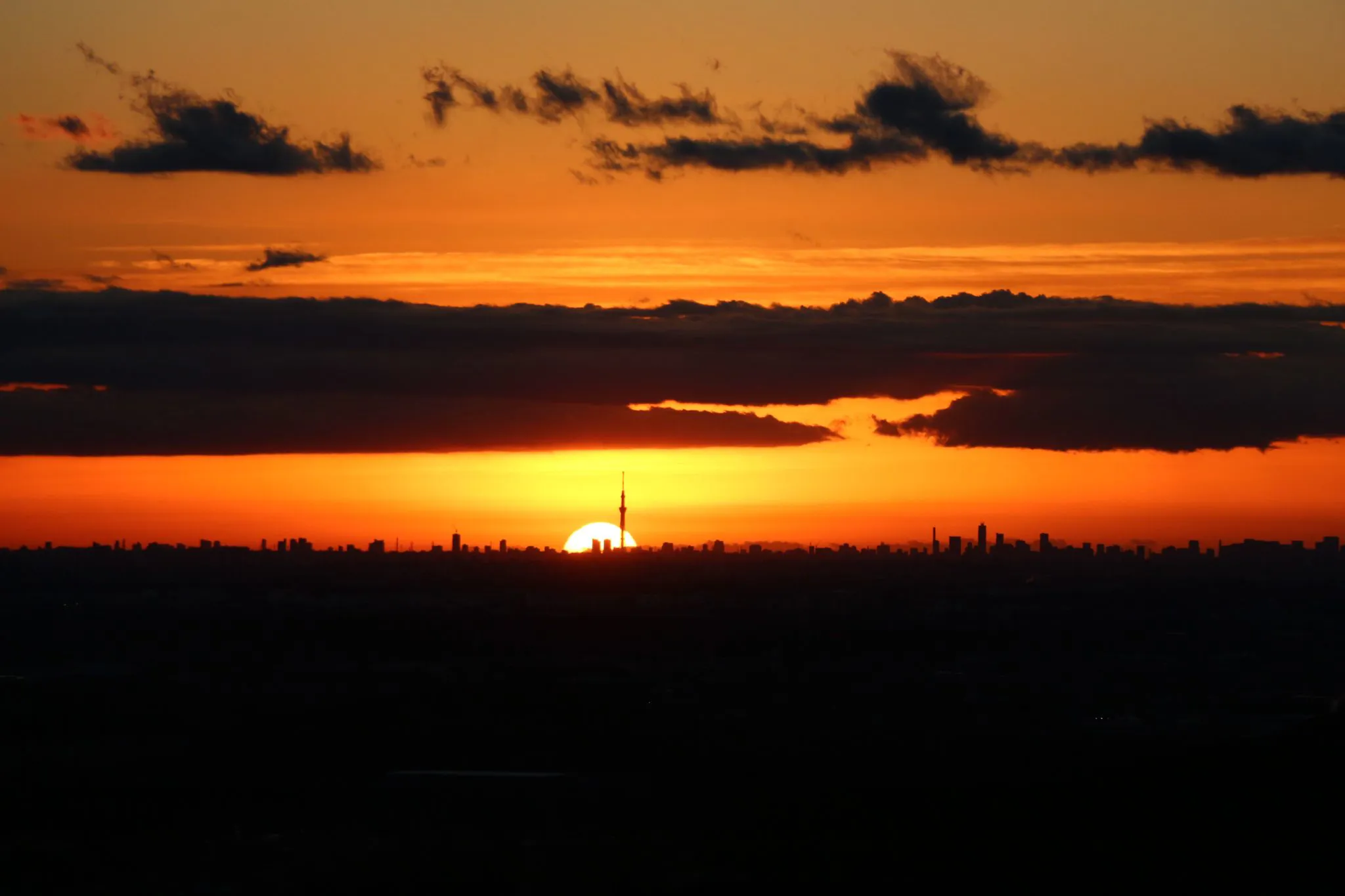 スカイツリーに重なる日の出 No.0001